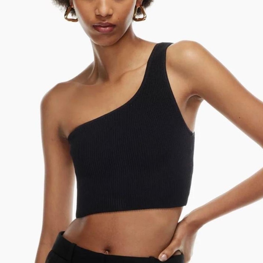 Aritzia Babaton Sculpt Knit One Shoulder Cropped Tank